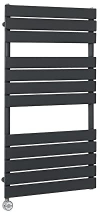 Milano Lustro 800W Anthracite Flat Panel Electric Heated Towel Rail Thermostatic - 1200mm x 600mm