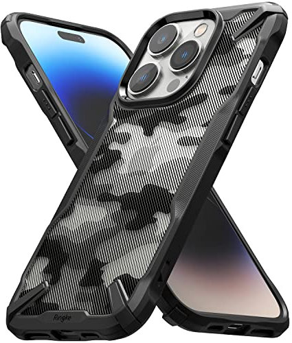 Ringke Fusion-X Case Kompatibel mit iPhone 14 Pro Hülle, Camoflauge-Design Strapazierfähiger TPU Stoßfänger Handyhülle für iPhone 14 Pro 6.1 Zoll (2022) - Camo Black