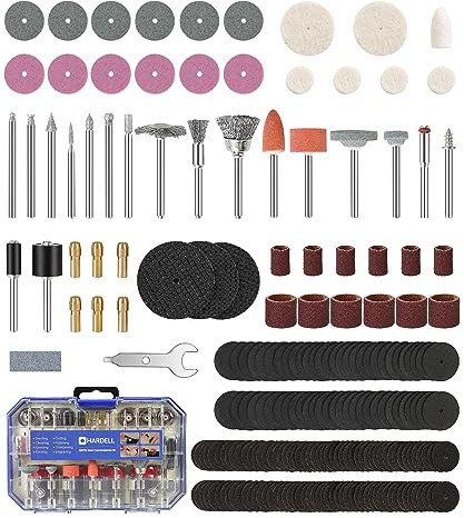 HARDELL Rotary Tool Accessories, 227pcs Power Rotary Tool Accessories Kit, 1/8(3.2mm) Diameter Shanks, Universal Fitment for Easy Cutting, Polishing, Sanding, Carving, Grinding, Engraving