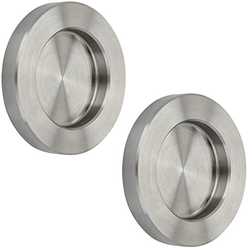SOTECH 2 piezas Tirador de puertas correderas NALA Ø 70 mm para pegar con adhesivo UV Manillas para muebles de acero inoxidable real para puertas de cristal y puertas de habitaciones