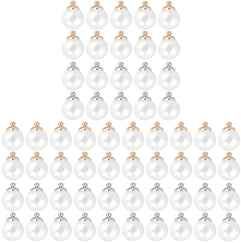 EXCEART 180pièces Accessoires DIY Verre Cristal pour Bijoux Kits De Fabrication De Colliers Et Pendentifs Mini Boules Transparentes avec Chapeaux Argentés Et Dorés pour Créations