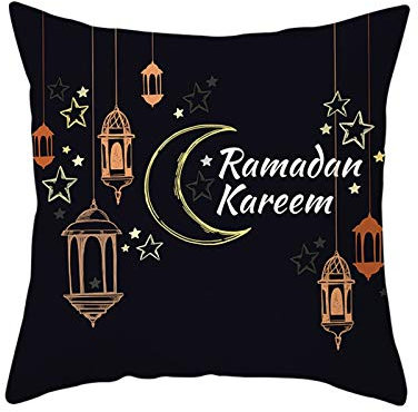 Bishilin Kissenhülle 50x50, Kissenbezüge Leinen Modern Stern Mond Lampe Ramadan Kareem Kissenbezug Weihnachten für Sofakissen