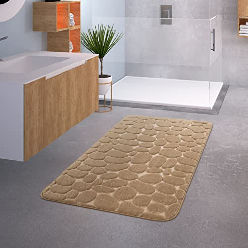 TT Home Badezimmer Badematte Duschmatte rutschfest Waschbar Memory Schaum Stein Muster, Farbe: Beige 5, Größe:65x120 cm