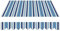 home Trends Markisenstoff 4m Markise mit Volant 4 x 3 m Markisenbespannung ersatzstoff 387 x 300cm Balkon Markise wasserabweisend & Sonnenschutz Ersatz Markisentuch P3016-Blau Weiß Grau Gestreift