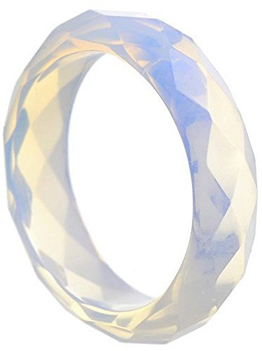 Faccetierter Ring aus Opalit (synth. Mondstein) Damenring Steinring Opalitring Mondsteinring schlicht, Ringgröße:Innenumfang 48mm ~ Ø15.3mm