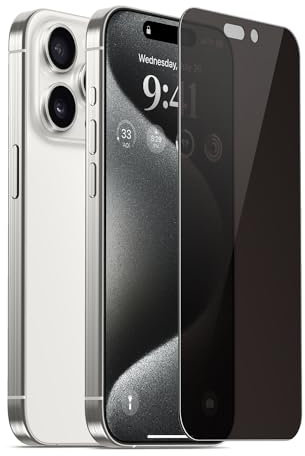 elago Privacy Glass+ Pellicola Protettiva Compatibile con iPhone 15 Pro Max - Proteggi la Privacy, Durezza della Superficie 9H, Infrangibile, Protezione dai Graffi
