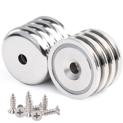 OCEUMAOA Neodym Magnete mit Loch 50kg Magnete Stark 36mm 8 Stück Magnet zum Anschrauben mit Schrauben für Werkstatteinrichtung Zubehör