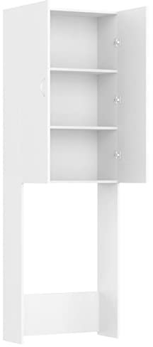 Tidyard Mobile per Lavatrice,Scaffale Sopralavatrice,Scaffale per Lavatrice con Ripiani,Scaffale Salvaspazio,Mobile Bagno Salvaspazio,Mobile sopra Lavatrice,Scaffale per WC Bianco 64x25,5x190 cm