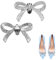 RUNEAY Schuhclips Damen,2 Stück Schleife Schuhclips Strass Schuhschmuck Schnalle Kann Zerlegen Elegante Schuhe Dekoration für Frauen Braut Hochzeit Prom Party zur Arbeit Pendeln,Silber