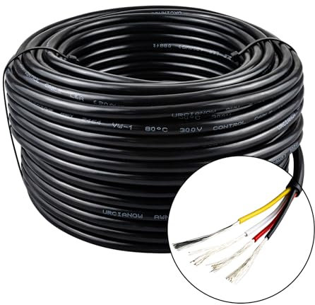 URCIANOW 20AWG 30M Electrical Wire Cable 4 * 0.5mm² Low Voltage Lighting Electrical Wire 20 Gauge 4 Core Cable Stranded PVC Cord Tinned Copper Wire Flexible Extension Power Cord for LED Lamp