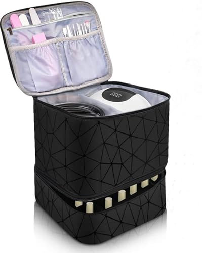 Camidy Nail Polish Organizer and Lamp Case - Holds 30 Bottles, Double Layer Storage, Nail Varnish Holder