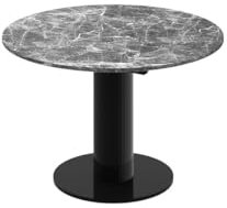 Design Esstisch rund HES-111 Marmor dunkel/Schwarz Hochglanz ausziehbar 100 cm bis 148 cm runder Esszimmertisch Küchentisch rund Funktionstisch oval Kitchen Table Esszimmer Dining Table Ausziehtisch
