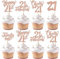 SYKYCTCY 30 Pack 21st Birthday Cupcake Toppers Glitter Twenty-one Cheers to 21 Fabulous Cupcake Picks Happy 21st Birthday Cupcake Decorations Anniversary Party Supplies Rosegold
