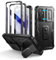 Dexnor pour Coque Samsung Galaxy A55【Double Cadre Avant et Support】 avec CaméRa Coulissante Intégrée & Protecteur d'écran, Coque de Protection Robuste Résistante Aux Chocs - Noir