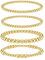 Dochais 4PCS Gold Bead Armbänder, EinstellbareStapelbar Armband Set,Stretch Goldperlen Armbänder Hypoallergene, 14K Karat Vergoldet, Gold Armbänder für Damen und Herren