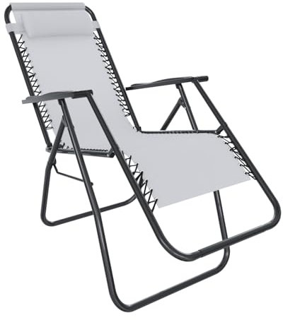 Arreditaly Sedia Sdraio A Gravità Zero Da Giardino Poggiatesta Regolabile Sedia Pieghevole Oscillante Ergonomica Traspirante Zero Gravity Da Esterno Piscina Mare Portata Massima 120 Kg (Bianco)