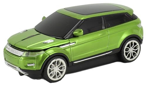 Topiky Kabellose Auto Maus, Sportwagen förmige Computermaus mit USB Empfänger, 1600 DPI, 2,4 GHz Kabellose Maus für Laptop (Green)