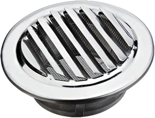 LNYMZD Edelstahl Lüftungsgitter - Runde, Lamellengitter - 80 mm - Wetterschutzhaube mit Flansch-Insektenschutz - Commercial Grade