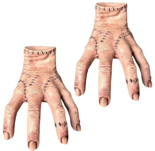 Ajuanbazha 2 Stück Eiskaltes Händchen, Halloween Deko Hand, Realistic Scarred Händchen, Gruselrequisiten Dekorationen, Thing Hand Latex für Halloween und Cosplay