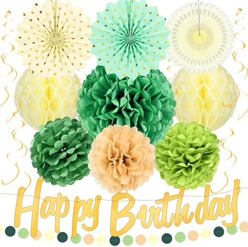 Geburtstagsdeko,Pompons Deko,Wabenbälle,Grün Seidenpapier Pompons,Geburtstag,Brautdusche,Babyparty,Hochzeit Party Deko Fiesta Partydekorationen