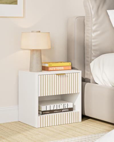 HEYZOEY Nachttisch Weiß, Holz Nachtschrank mit Schublade, Moderner Nachttische, Klein Nachtkommode 39x39x28 cm, Beistelltisch für Schlafzimmer,Wohnzimmer,Büro