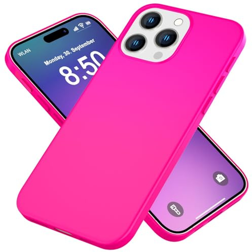 NALIA Custodia Silicone Neon per iPhone 16 Pro - Soft-Touch - Cover, Pink | Guardia Del Corpo Fotocamera, Finitura Opaca & Protezione Airbag, Look Statement & Tocco Vellutato, NEONSHOCK