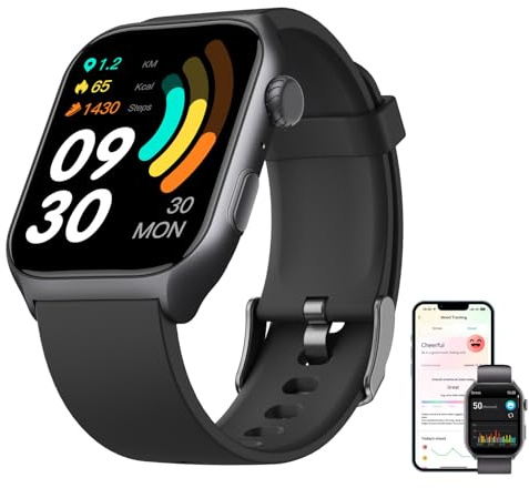 TAIFOND Montre intelligente pour homme et femme, montre de fitness de 5,1 cm avec appel Bluetooth (répondre/marquer), étanchéité IP68, moniteur de fréquence cardiaque/sommeil/SpO2, plus de 100 modes