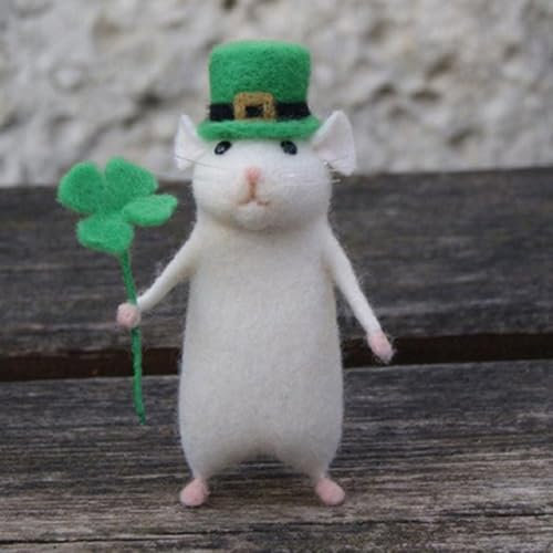 LQQDREX Christmas Felt Mice Ornaments, Mice Needle Felting Starter Kit Felt Mouse Craft Kit, Cute Handmade Needle Felting Kit Beginner Unfinished Wool Felt Mouse Craft Kit for Beginner DIY Craft