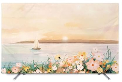 Yoeoefuo Fernseher Schutzhülle 32 - 85 Mehrere Größen TV Schutzhülle Staubdichte TV Abdeckung Dekorativ Universal Displayschutzfolie Monitorabdeckung(Stil 1,55IN)