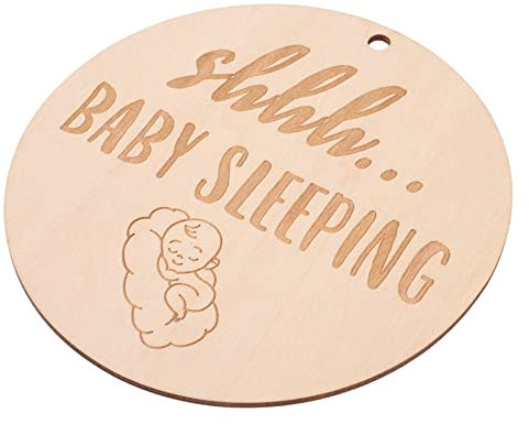 IWOWHERO Holz Türschild Babyzimmer Schlafendes Hängeschild Rund 15cm Shower Geschenk Babyzimmer Dekoration