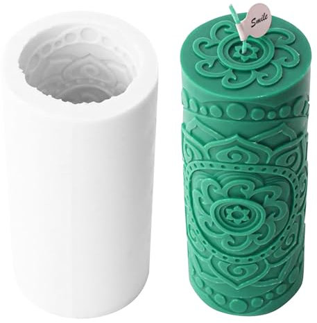 BDHYYM Vintage Blumen Säulen Kerzenform Silikon, Kerzenformen zum Gießen, Kerzenformen Silikon, Silikon Kerzenformen zum Gießen, Spirale Form, zylinderförmige Kerzenformen, Silikon Form zum