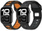 MoKo 2Pack Correa de Reloj Compatible con Apple Watch Ultra 2/Ultra 49mm,S10 46mm,9/8/7 45mm,SE2/SE/6/5/4 44mm,3/2/1 42mm, Correa de Silicona Engrosada Pulsera Deportiva de Repuesto,Negro Naranja+NeMT