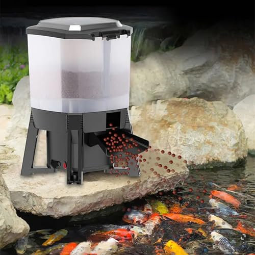 Good Homie Solar Automatic Pond Fish Food Dispenser, 6L Large Capacity, 120° Dispersed Feeding Design, Auto Timed Koi Pellet Feeder, For Fish Food Granules 3-10mm