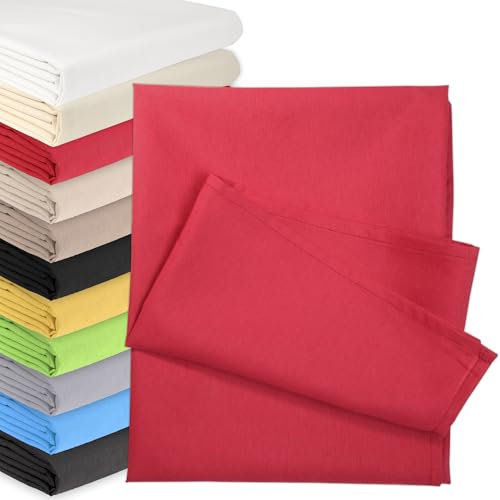 Bettlaken OHNE Gummizug 160 x 200 cm Bordeaux (85% Baumwolle 15% Poly) Betttuch Glatte Betttücher Baumwolle Laken Haustuch Leintuch
