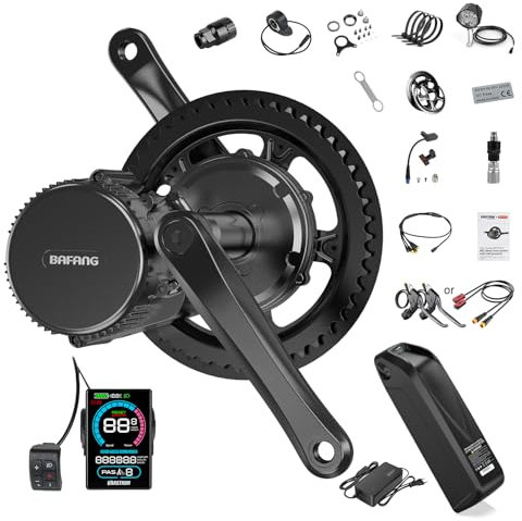 BAFANG 250W Mittelmotor E-Bike Umbausatz mit 36V24Ah Ebike Batterie und VD618 E-Bike Display, CAN Version 8fun Elektrofahrrad Kit für Mountainbike mit BB68-73mm