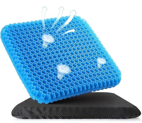 YcsRnn 2 Piece Soft Sitter Cushion, Soft Sitter Gel Cushion, Honeycomb Seat Cushion, 38 * 30 * 1.2cm, For Office, Car, Wheelchair, Gaming Chair