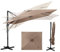 GOPLUS Parasol de Jardin Exterieur, Parasol Déporté 3x3M, avec Manivelle, 8 Baleines à Double Couche, Rotation à 360°, Anti-UV, Parasol Excentré Inclinable pour Balcon Terrasse, Café