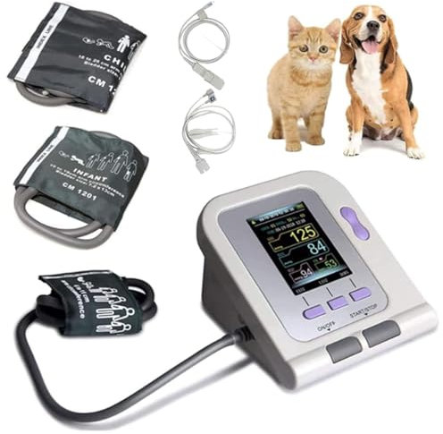 Digitales elektronisches Blutdruckmessgerät für Tiere, Blutdruckmessgerät mit 3 Manschetten, Tisch-Tierarztausrüstung für die Tierpflege von Hunden/Katzen/Haustieren,ThreeCuffs+Probe