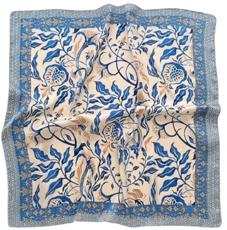 JchEnye Großformatiger, leichter Seidenschal für Damen, quadratisches Satintuch, Kopftuch für Frauen, gemusterter Seidenschal, eleganter Schal, Geschenk für die Mutter, geeignet für Hals Handgelenk.