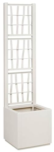 QUAHEAS Fioriera da giardino con griglia bianca, 36 x 36 x 140 cm, in robusto polipropilene, resistente alle intemperie, con sistema di drenaggio integrato, ideale per balcone, terrazza, giardino e