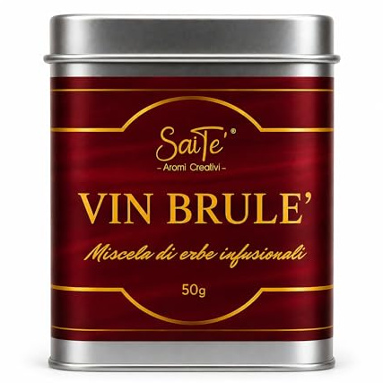 SaiTè Bontà VIN BRULÈ 50 g sfusa, tisana mela e cannella con arancio e chiodi di garofano, tisane regalo dal prifilo speziato e avvolgente, miscela lavorata a mano, Made in Italy