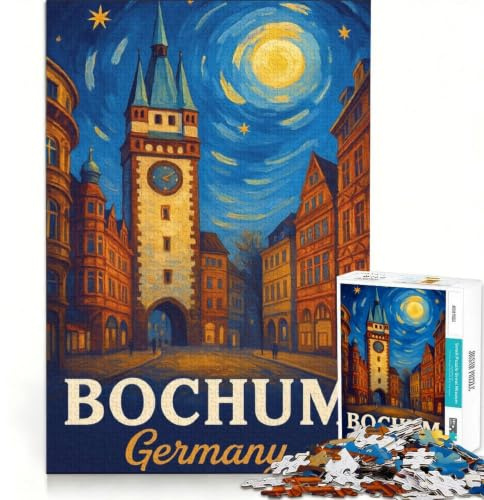 1000-teiliges Puzzle für Erwachsene, Stadtbild von Bochum, Deutschland, Spielzeug-Wanddekoration, schwierig, einzigartiges Geschenk zum Geburtstag und zu Weihnachten 38x26cm