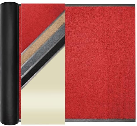 Primaflor Schmutzfangläufer Clean | 120 x 600 cm | Rot | Meterware | 100 % Polyamid, 9 mm Gesamthöhe, rutschhemmender Vinyl-Rücken, zuschneidbar für Eingang, Flur und Eingang, Fußmatte