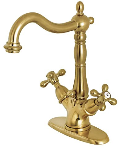 Kingston Brass KS1437AX 4 in. Centerset Bathroom Faucet, Brushed Brass
