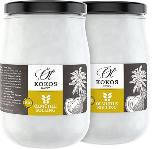 ÖLMÜHLE SOLLING - BIO Kokosöl | 100% natives Bio-Kokosnussöl | Ideal geeignet zum Braten, Backen und Frittieren, als Haut-& Haarpflege sowie für Hunde und Katzen | Inhalt: 2 L