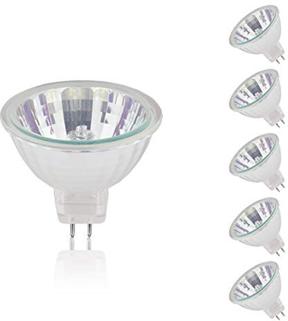 Pack de 6 bombillas mr16 50w gu5.3 12v,ojos de buey de bajo consumo, focos interior de larga vida, estándar casquillo gu5.3, Luz Blanca Cálida 2700K, 510 Lúmenes,por brightfour