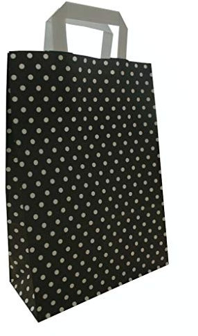PGV Papiertragetaschen mit Flachhenkel Punkte SCHWARZ - Verschiedene Größen und Mengen (22 + 10 x 31 cm, 200 Stück)