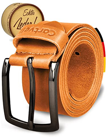 Cartvelli Ledergürtel Herren Braun Cuero 85cm Made In Germany Mit Geschenkbox Echt-Leder Herrengürtel Vollleder Premium Jeansgürtel Männer Leder Gürtel 40mm Anzug Jeans Chino Pants M18c-85