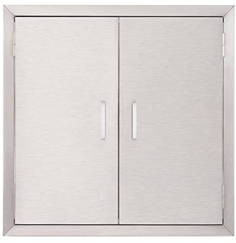 CO-Z Outdoor Kitchen Doors, 24 W x 24 H Weatherproof Built in 304 Stainless Steel Double Access Doors for Outside Kitchen Commercial BBQ Island Grilling Barbeque Oven Grill Storage Cabinet Door