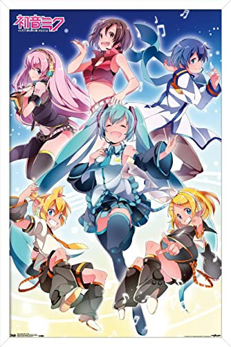Trends International Hatsune Miku – Gruppen-Wandposter, 37,4 x 56,8 cm, Weiß, gerahmt